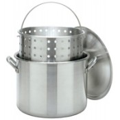 CRAWFISH POT 80 Qt. Stockpot w/Lid & Basket- Aluminum CRAWFISH POT 80 Qt. Stockpot w/Lid & Basket- Aluminum