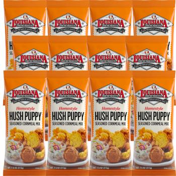 Louisiana Fish Fry Hush Puppy Seasoned Cornmeal Mix 7.5 oz - Pack of 12 Louisiana Fish Fry Hush Puppy Seasoned Cornmeal Mix 7.5 oz - Pack of 12
