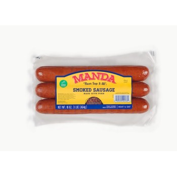 Manda's Smoked Green Onion Pork Sausage 16 oz Manda's Smoked Green Onion Pork Sausage 16 oz