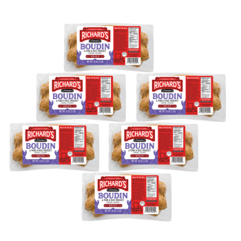 Richard's Hot Pork Boudin 16 oz Pack of 6 Richard's Hot Pork Boudin 16 oz Pack of 6