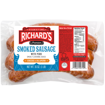 Richards Jalapeno Cheese Pork Sausage 1 lb Richards Jalapeno Cheese Pork Sausage 1 lb