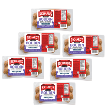 Richard's Smoked Pork Boudin 16 oz Pack of 6