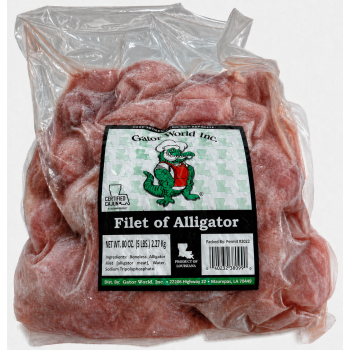 Gator World Alligator Tenderized Filets 5 lb Bag Gator World alligator tenderized filets 5 lb bulk bag Louisiana gator meat